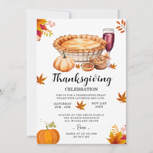 Herfst verlaat Thanksgiving Dinner Party Kaart (Voorkant)