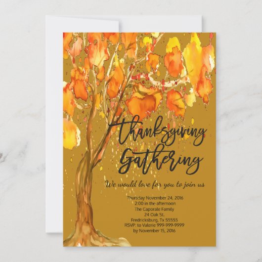 HERFST VERLAAT THANKSGIVING GATHERING KAART (Voorkant)