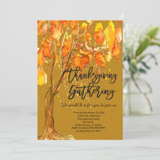 HERFST VERLAAT THANKSGIVING GATHERING KAART (Staand voorkant)