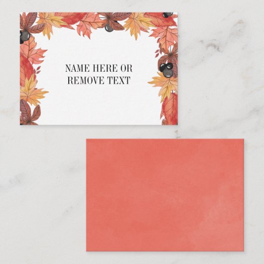 Herfst verlaat Thanksgiving Place Card Informatiekaartje (Voorkant / Achterkant)