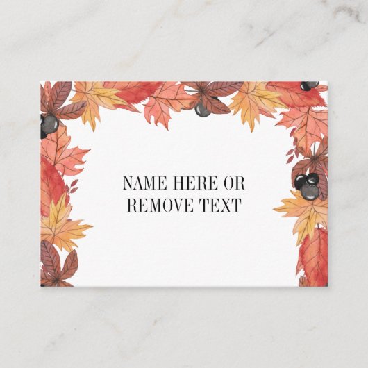 Herfst verlaat Thanksgiving Place Card Informatiekaartje (Voorkant)