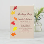 Herfst verlaat verjaardagsfeestje kaart (Staand voorkant)