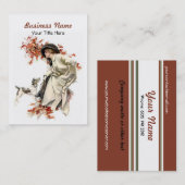 Herfst verlaat Visitekaartje Dame en Hond (Voorkant / Achterkant)