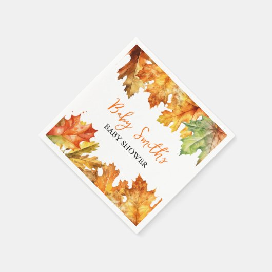 Herfst verlaat Waterverf Aangepaste Baby Naam Servet (Hoek)