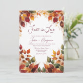 Herfst verlaat Waterverf Herfst in Love Wedding Kaart (Staand voorkant)