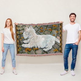 Herfst verlaat Westie op patio Deken