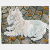 Herfst verlaat Westie op patio Fleece Deken (Voorkant (Horizontaal))