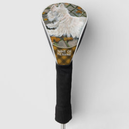 Herfst verlaat Westie op patio Golfheadcover