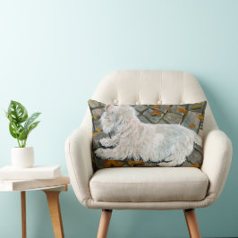 Herfst verlaat Westie op patio Kussen