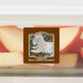 Herfst verlaat Westie op patio Labels (Aangebracht)