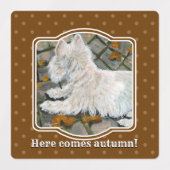 Herfst verlaat Westie op patio Labels (Design 1)