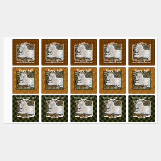 Herfst verlaat Westie op patio Labels (Vel)