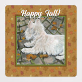 Herfst verlaat Westie op patio Labels (Design 2)