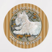 Herfst verlaat Westie op patio Labels (Design 2)