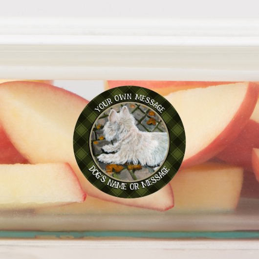 Herfst verlaat Westie op patio Labels (Aangebracht)