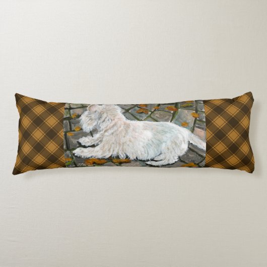 Herfst verlaat Westie op patio Lichaamskussen (Voorkant)