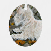 Herfst verlaat Westie op patio Metalen Ornament (Voorkant)