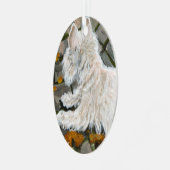 Herfst verlaat Westie op patio Metalen Ornament (Voorkant links)