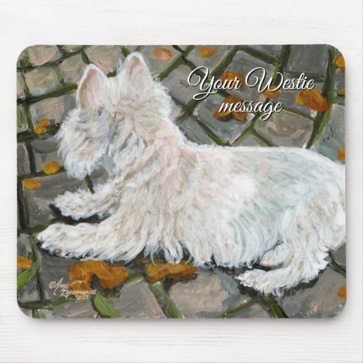 Herfst verlaat Westie op patio Muismat (Voorkant)