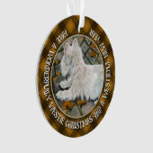 Herfst verlaat Westie op patio Ornament (voorkant)