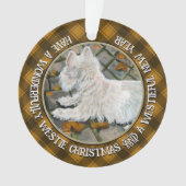 Herfst verlaat Westie op patio Ornament (voorkant)