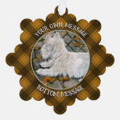 Herfst verlaat Westie op patio Ornament Kaart (Voorkant)