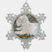 Herfst verlaat Westie op patio Tin Sneeuwvlok Ornament (Voorkant)