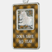 Herfst verlaat Westie op patio Verzilverd Omlijst Ornament (Links)