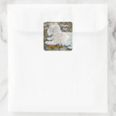 Herfst verlaat Westie op patio Vierkante Sticker (Tas)