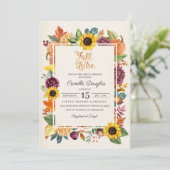 Herfst Verlaat Zonnebloem Bruids Douche Uitnodigin Kaart (Staand voorkant)