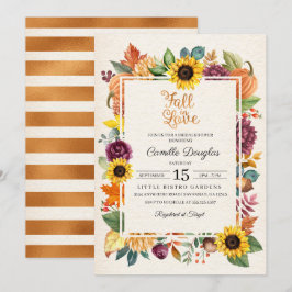 Herfst Verlaat Zonnebloem Bruids Douche Uitnodigin Kaart