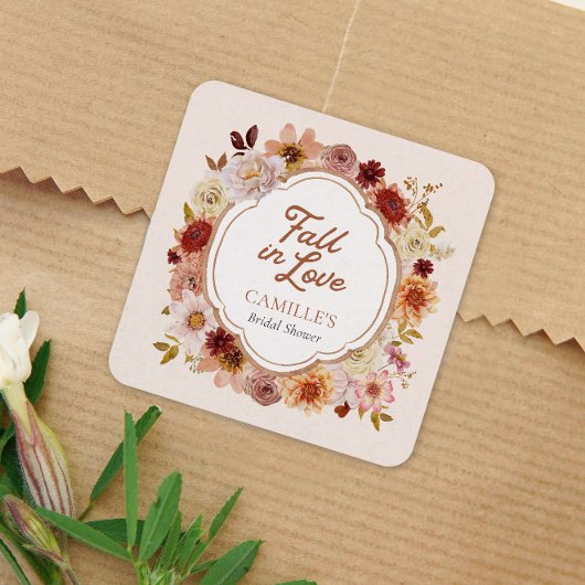 Herfst Verliefd Bruiloft Feest Vierkante Sticker