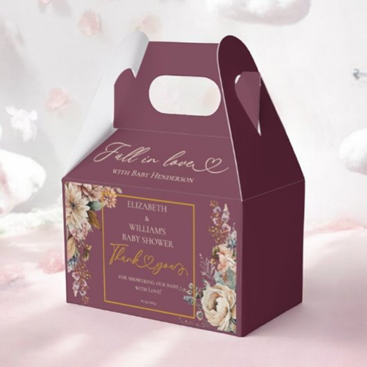 Herfst Verliefd Elegante Herfst Floral Bourgondië Bedankdoosjes