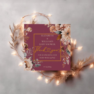 Herfst Verliefd Elegante Herfst Floral Bourgondië  Bedankjes Labels