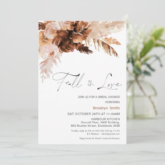Herfst Verliefd Florale Bruiloft Borrel Kaart (Staand voorkant)