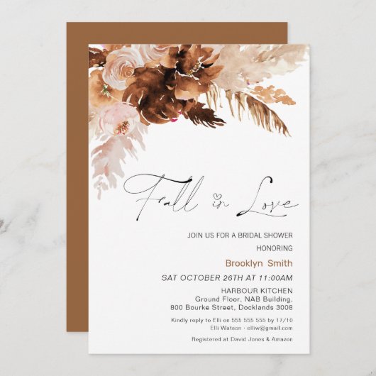 Herfst Verliefd Florale Bruiloft Borrel Kaart (Voorkant / Achterkant)