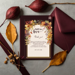 Herfst verliefd op Baby herfstbladeren douche Bedankkaart