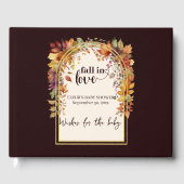 Herfst verliefd op Baby herfstbladeren douche Gastenboek (Voorkant)