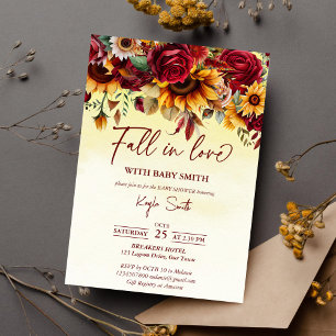 Herfst verliefd op baby shower rozen zonnebloemen kaart