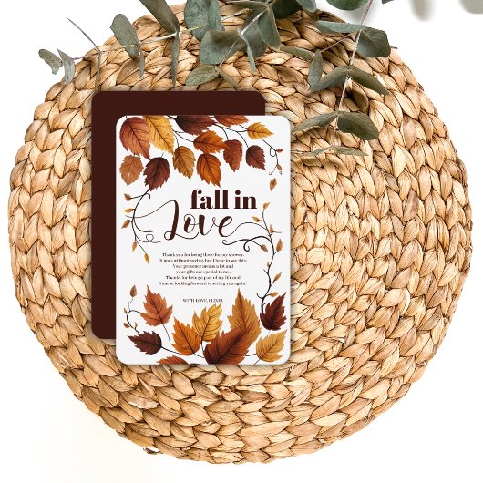 Herfst verliefd op herfstbladeren Baby shower Bedankkaart