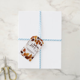 Herfst verliefd op herfstbladeren Baby shower Cadeaulabel