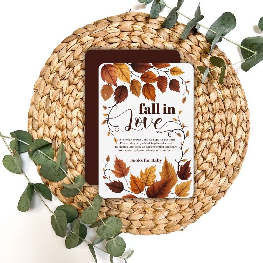 Herfst verliefd op herfstbladeren Baby shower Informatiekaartje