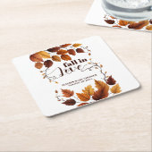 Herfst verliefd op herfstbladeren Baby shower Kartonnen Onderzetters (Schuin)