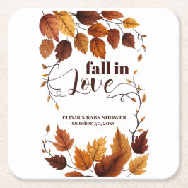 Herfst verliefd op herfstbladeren Baby shower Kartonnen Onderzetters