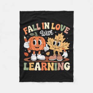 Herfst verliefd op het leren Thanksgiving docent a Fleece Deken
