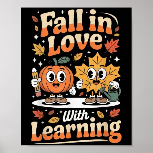 Herfst Verliefd Op Het Leren Van De Herfstpompoenl Poster (Voorkant)