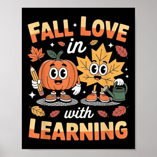 Herfst Verliefd Op Het Leren Van De Herfstpompoenl Poster (Voorkant)