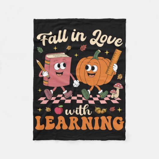Herfst Verliefd Op Het Leren Van De Retro Hallowee Fleece Deken (Voorkant)