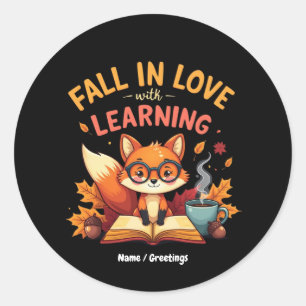 Herfst Verliefd Op Het Leren Van Grappig Halloween Ronde Sticker