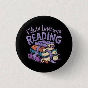 Herfst Verliefd op het lezen van Gezellige Boeken  Ronde Button 3,2 Cm